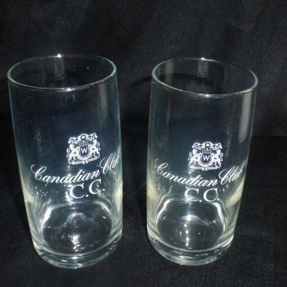 BR1 - 3 Crystal CANADIAN CLUB WHISKEY Glasses Glasses C.C Whiskey Barware - Picture 3 of 7